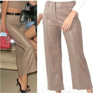NWT 7 for All Mankind Size L Vegan Faux Leather Pants Wide Leg Ankle High Rise